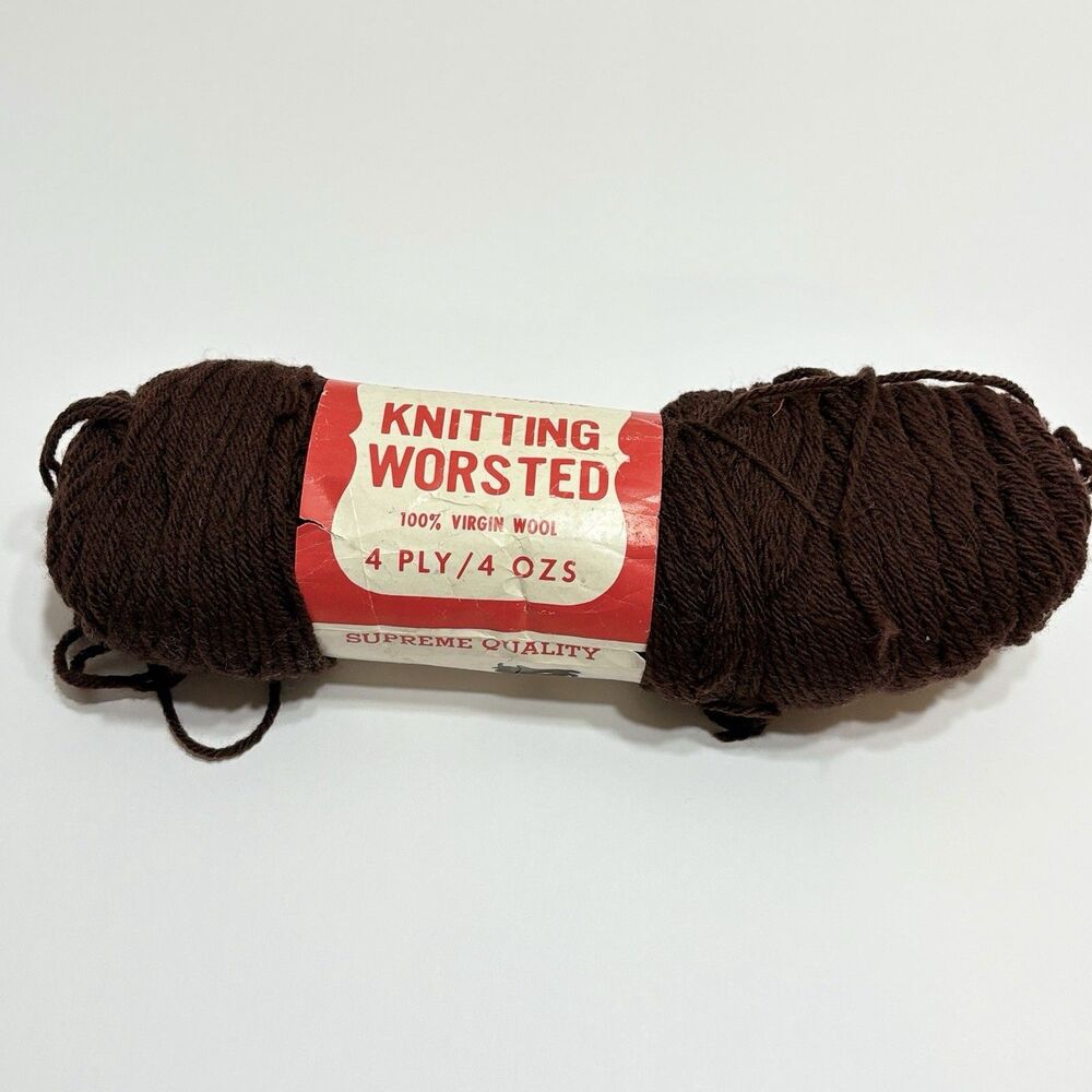 Vintage Herrschners 100% Virgin Wool 4oz Skein Mouthproof NOS Chocolate/Burgundy